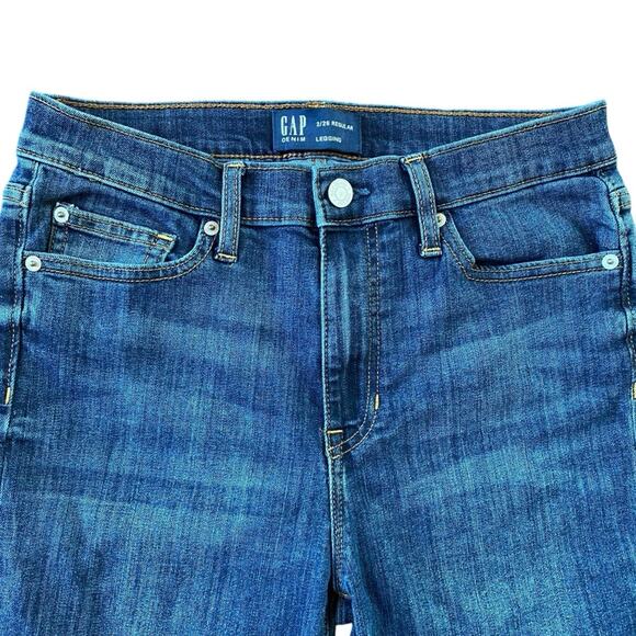 Gap Denim‎ High Rise Legging 2/26 Regular Dark Indigo Raw hem - Excellent - Picture 6 of 14